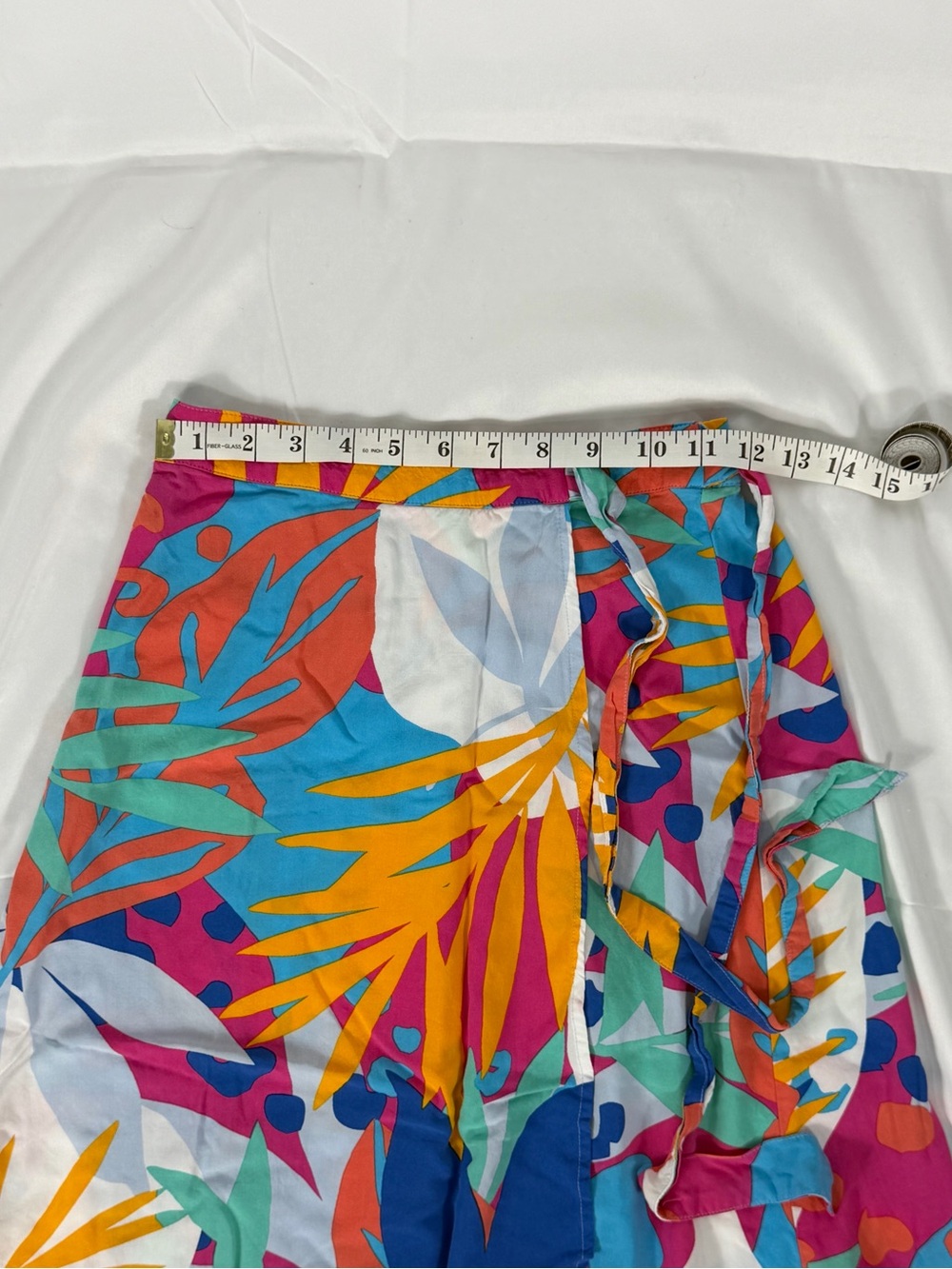 J. CREW Women’s XX-Small Tropical Print Wrap Midi Skirt Multicolor Tie Waist - Picture 5 of 7
